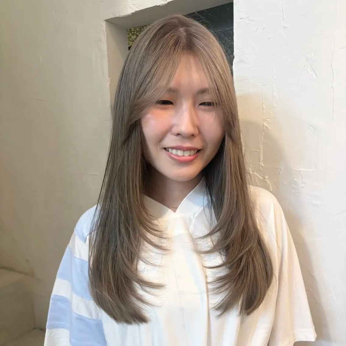 ロング カラー ベージュカラー ブリーチ レイヤーカット カット ゆきな/似合わせcu t・color/福岡のヘアスタイル