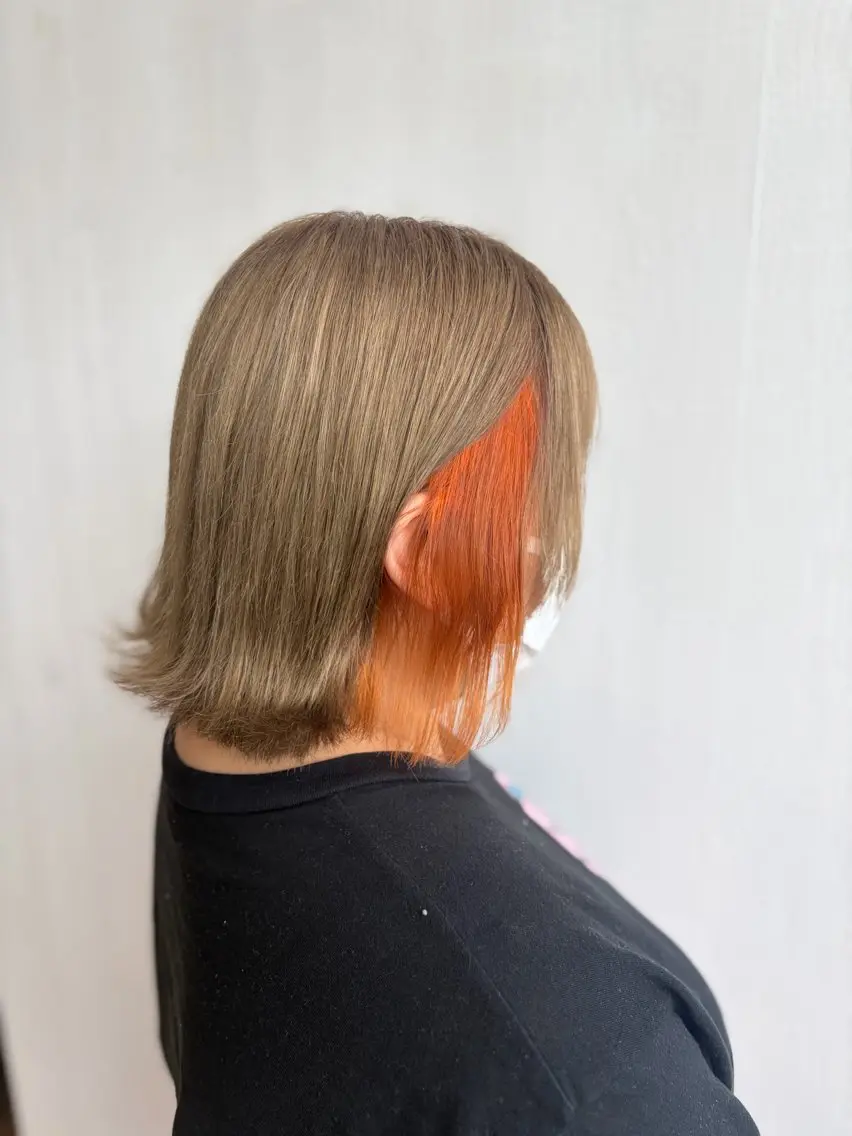 カラー オレンジ ヘアカラー 杉森 蘭琉のヘアスタイル
