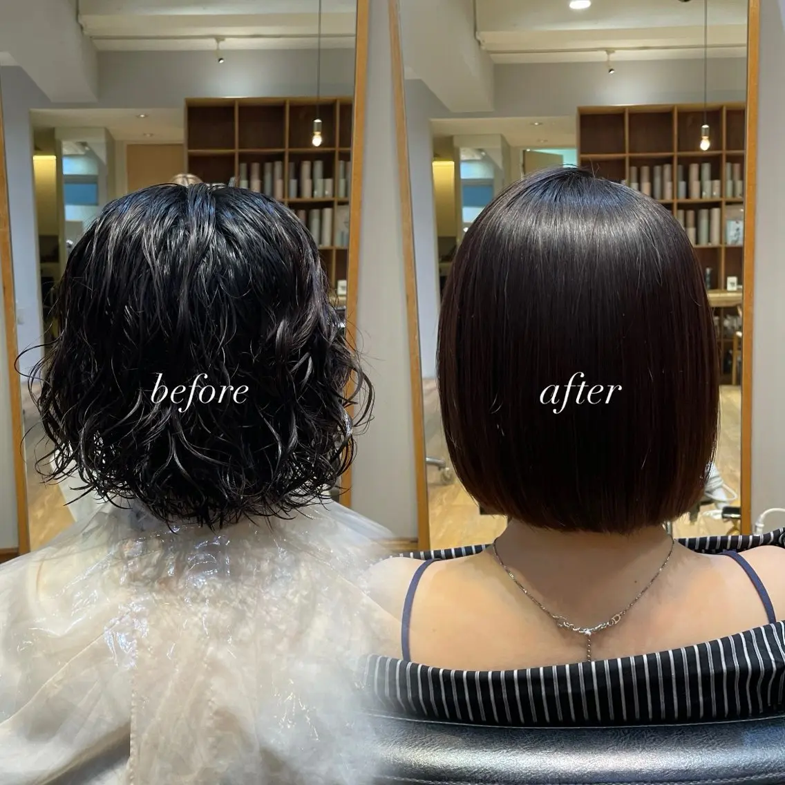ショート パーマ ボブ 縮毛矯正 縮毛矯正/レイヤー 🌙児玉光瑠のヘアスタイル