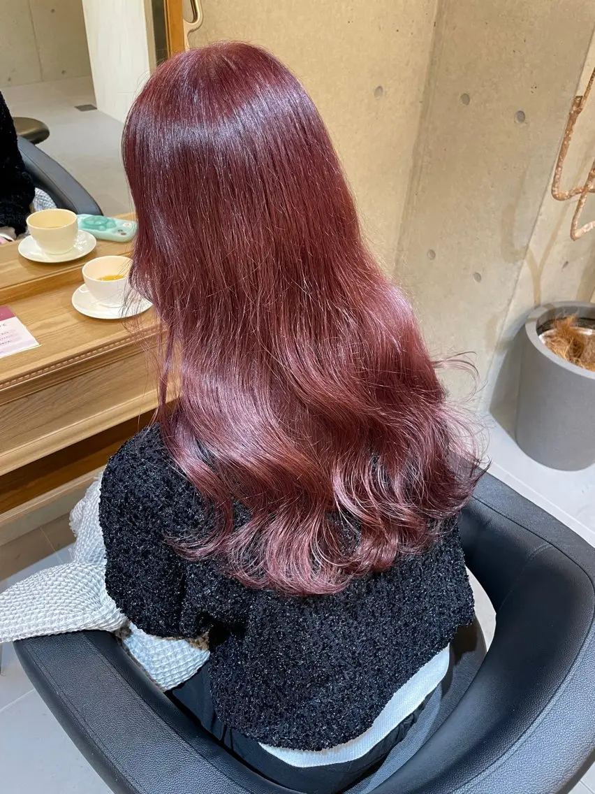 ロング カラー ブリーチ カシス ダブルカラー ブリーチなしカラー ピンクカラー ヘアカラー トリートメント 羽田翔大/ブリーチ/ レイヤー/店長のヘアスタイル