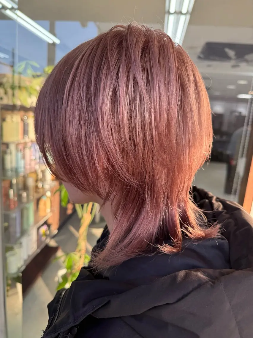 ショート カラー メンズ ベージュカラー ピンクカラー ピンクベージュ ヘアカラー メンズパーマの達人 / タカシマダイスケのヘアスタイル