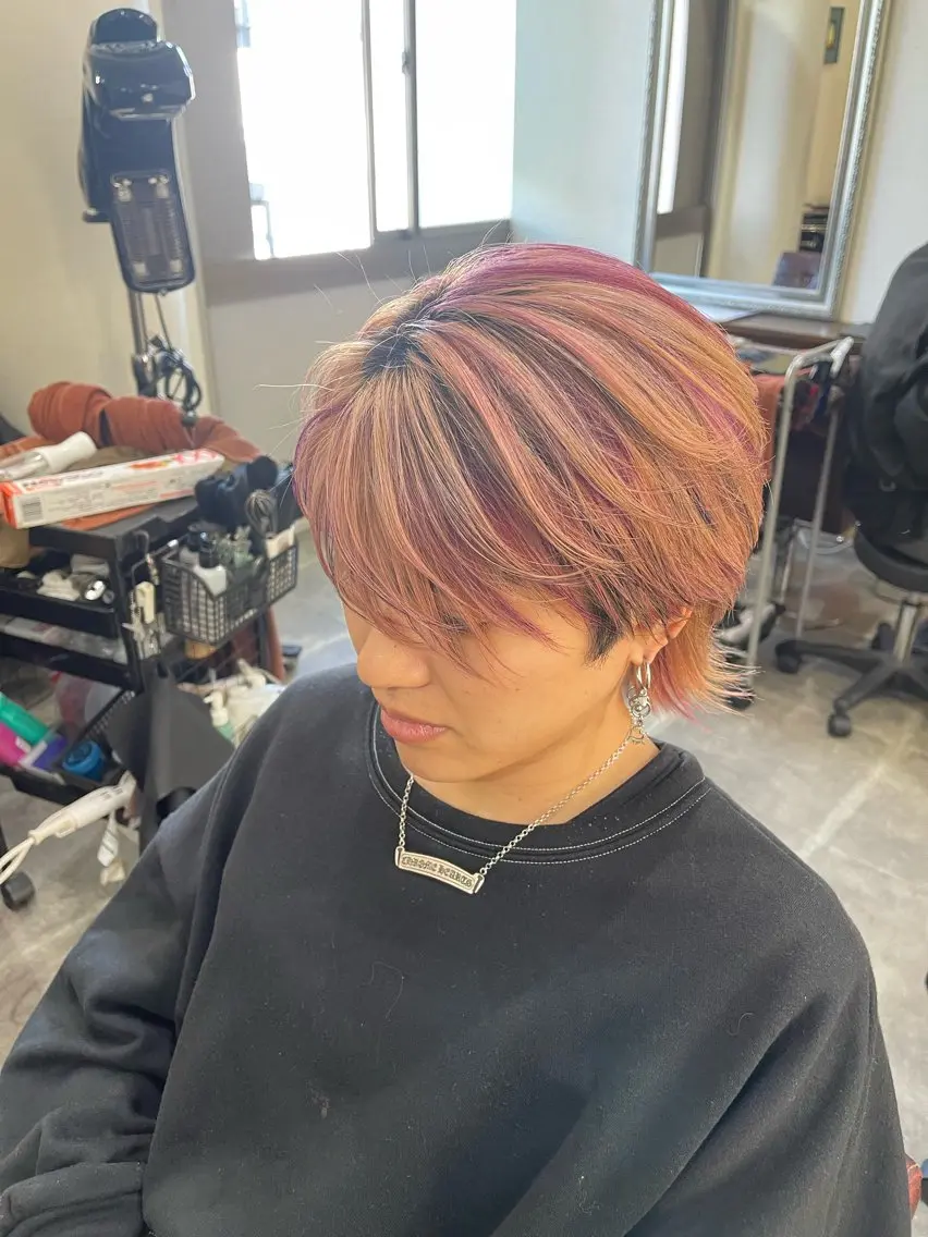 ショート カラー メンズ メンズブリーチ ブリーチ ケアブリーチ デザインカラー ダブルカラー カット ヘアカラー トリートメント ダブルカラー/ 髪質改善💎安藤のヘアスタイル