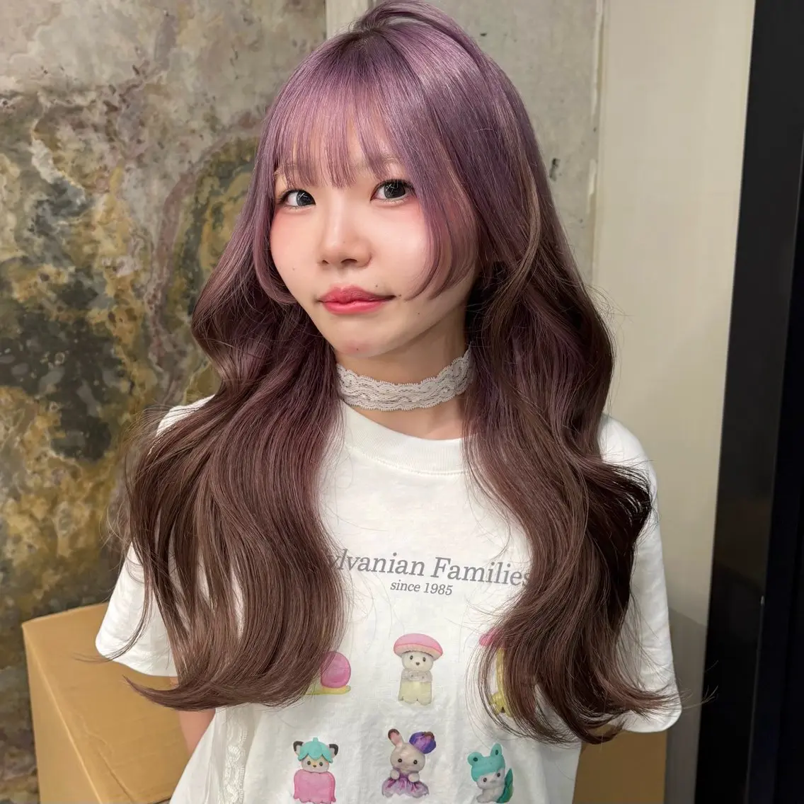 ロング ピンクラベンダー うるツヤハイトーン/ レイヤー⟡mayuのヘアスタイル