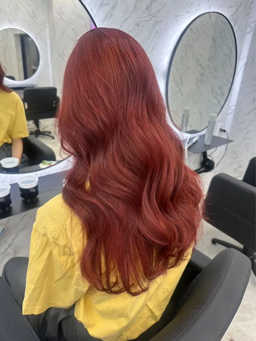 ロング カラー オレンジ オレンジレッド レッドカラー ヘアカラー トリートメント カット¥1100 ✂️MIUのヘアスタイル