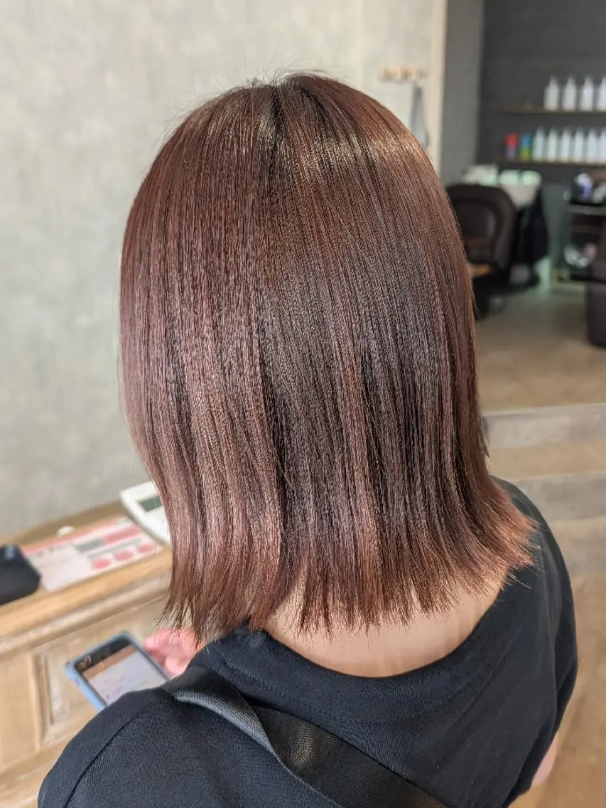 ミディアム カラー ブラウンカラー ピンクカラー ピンクブラウン 亜美💎6月7月は お早めのご予約を✨のヘアスタイル