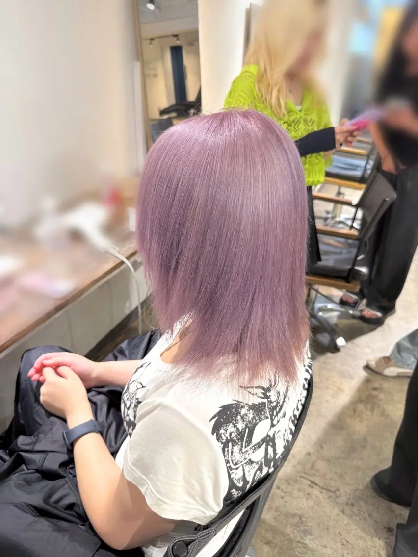 ミディアム カラー ブリーチ ラベンダーカラー ヘアカラー トリートメント 🫧ブリーチカラー/ 透明感/メンズ/みきのヘアスタイル