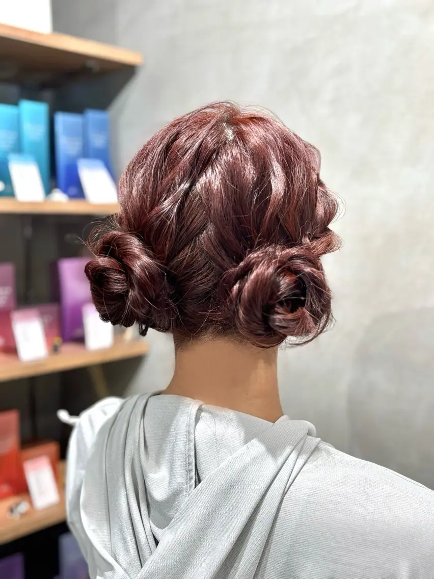 ロング ヘアアレンジ お団子ヘア ヘアセット うる艶カラー 顔周りカット♡ikuのヘアスタイル