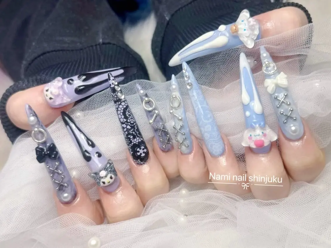 ネイル 長さ出し ガーリー 韓国ネイル ロングネイル 持ち込み ハンドネイル Nami nail salonのネイルデザイン