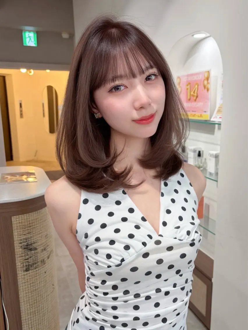 ミディアム カラー ブラウンカラー ショコラブラウン グレージュ 韓国風ヘア カット ヘアカラー トリートメント 藤野 結衣のヘアスタイル