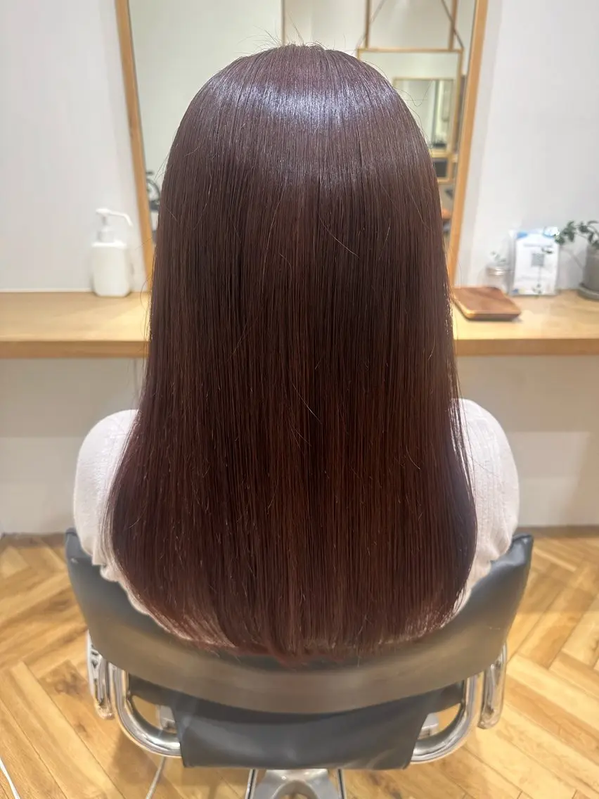 ロング カラー カシス ピンクカラー トリートメント 織田 ゆみのヘアスタイル