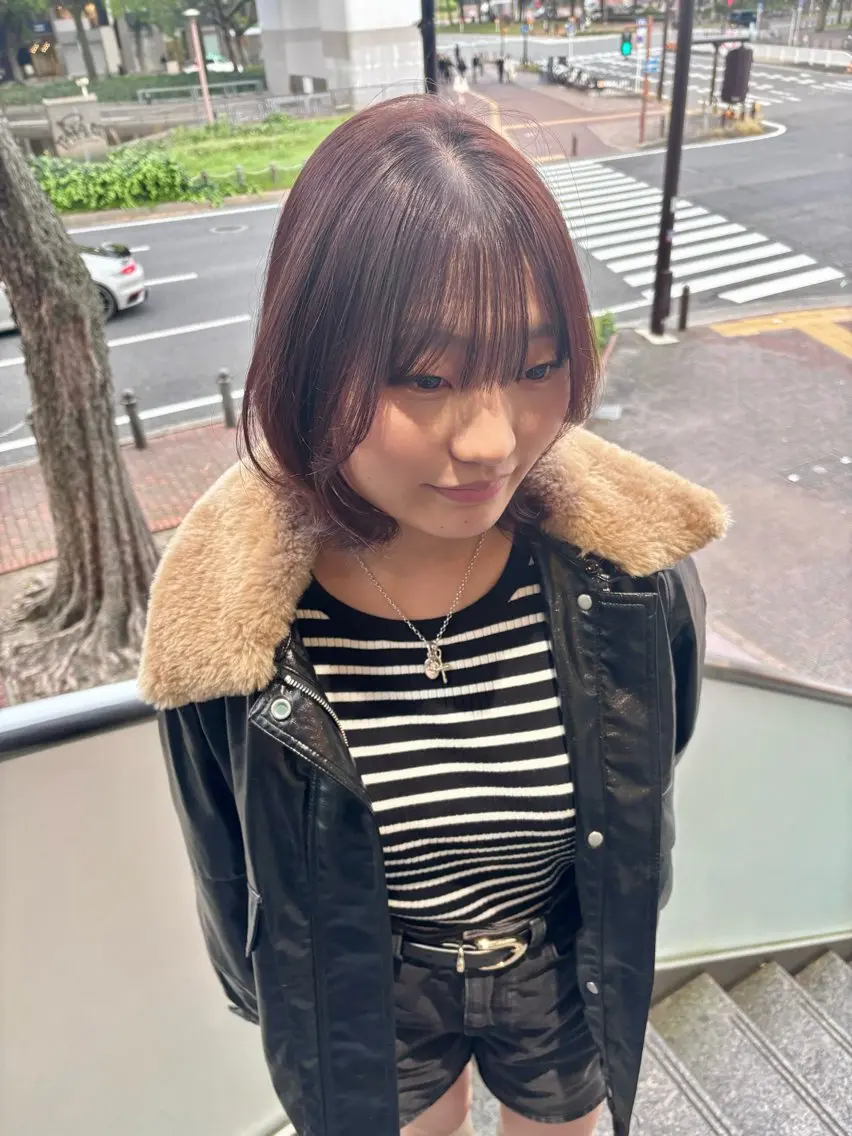 ショート カラー ブラウンカラー ピンクカラー ピンクブラウン 'AXIS suaのヘアスタイル