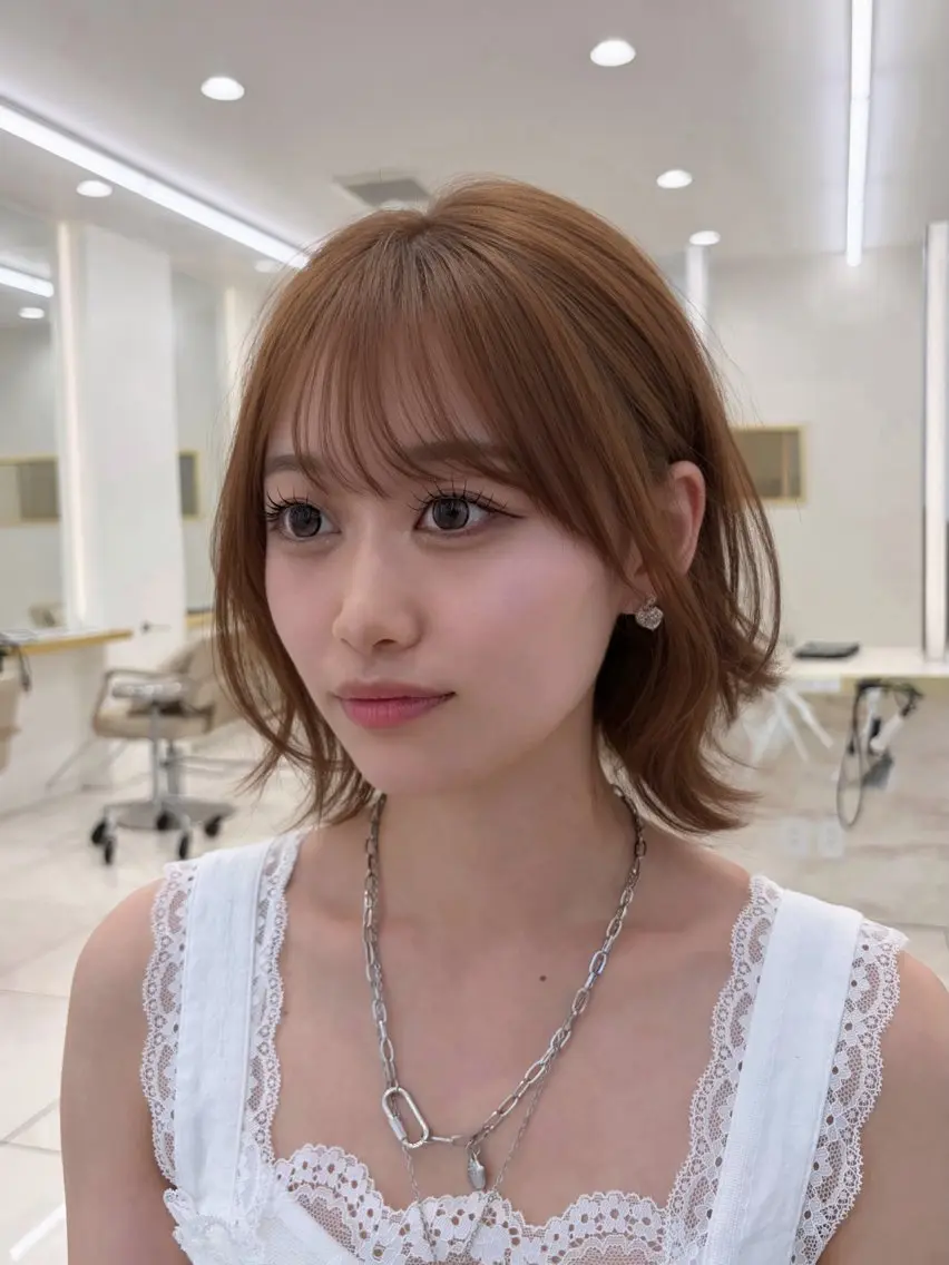 ミディアム カット ヘアカラー トリートメント 西山宝/韓国ボブ/ ハッシュボブ/栄のヘアスタイル