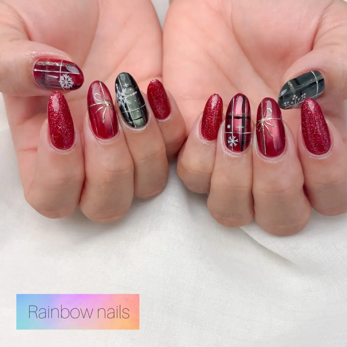 ネイル ハンドネイル Rainbow nailsくろちゃんのネイルデザイン