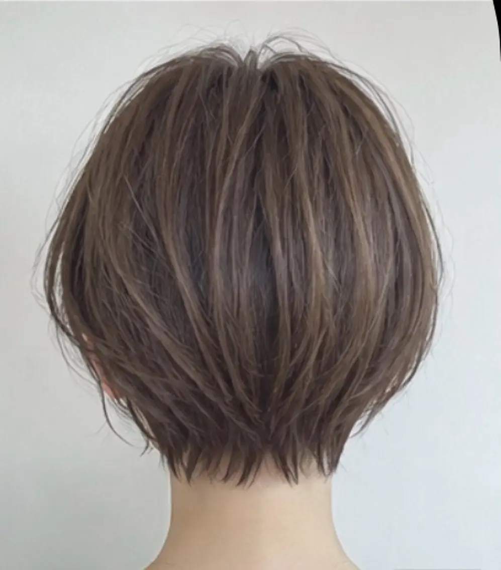 ショート カラー ショートボブ 丸みショート 透明感カラー ボブ くびれヘア FORCE 青木明日翔のヘアスタイル