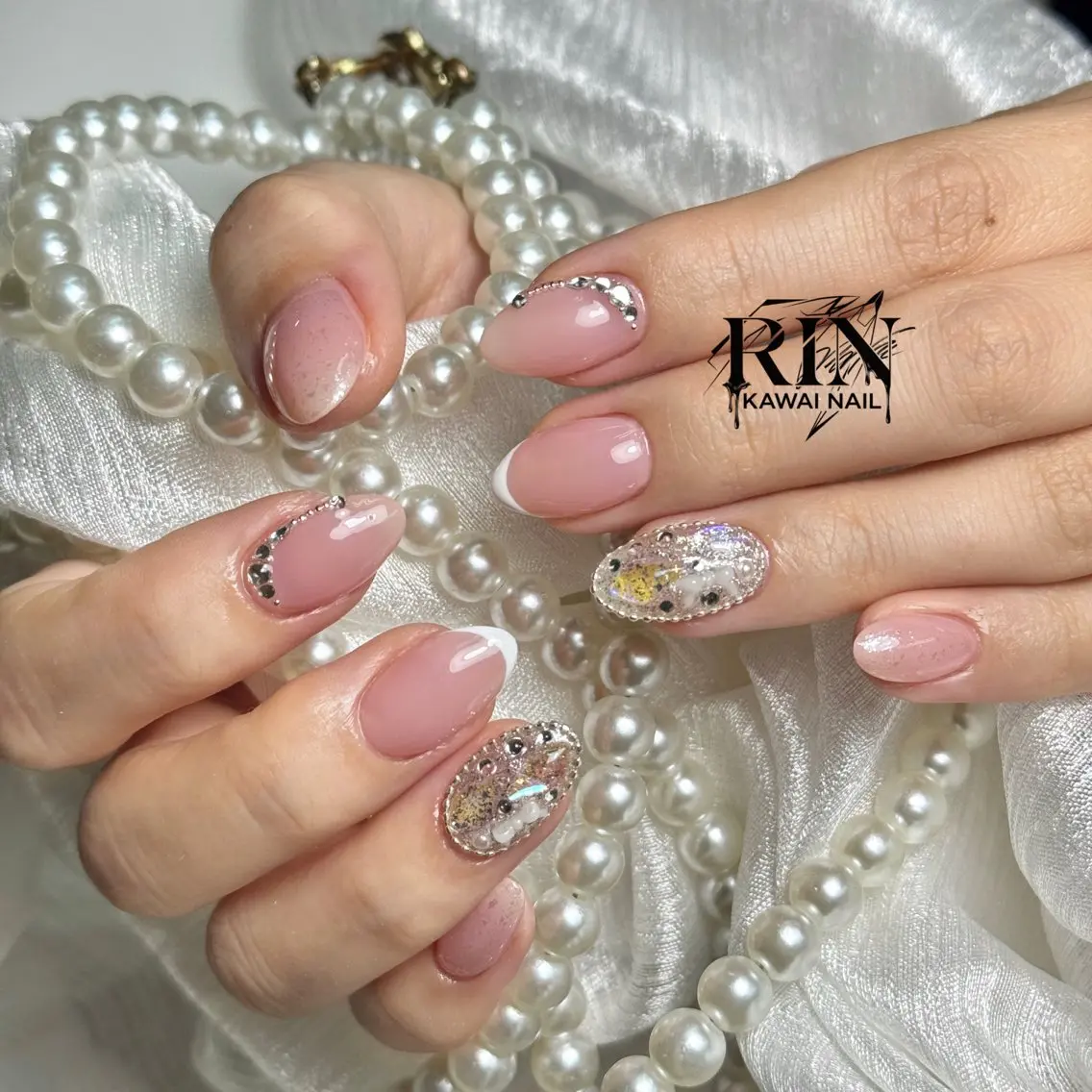ネイル チークネイル ドット フレンチネイル グラデーション 韓国ネイル Rin KawaiiNailのネイルデザイン