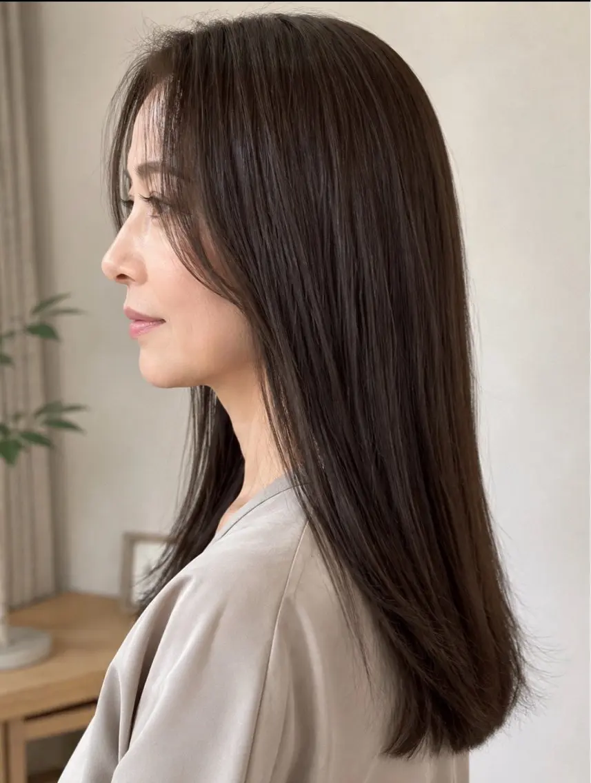 セミロング 表参道/40代以降の ストレート/宮崎のヘアスタイル