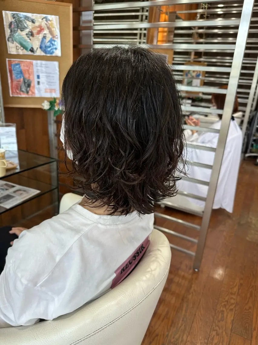 ミディアム パーマ 平山 絵理のヘアスタイル