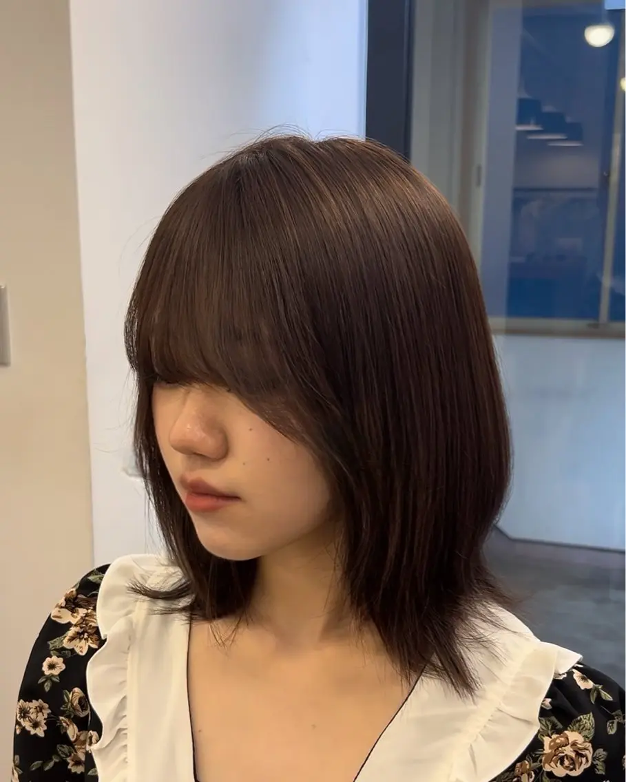 ミディアム カラー ブラウンカラー ヘアカラー トリートメント 艶感カラー/ カラーモデル募集のヘアスタイル