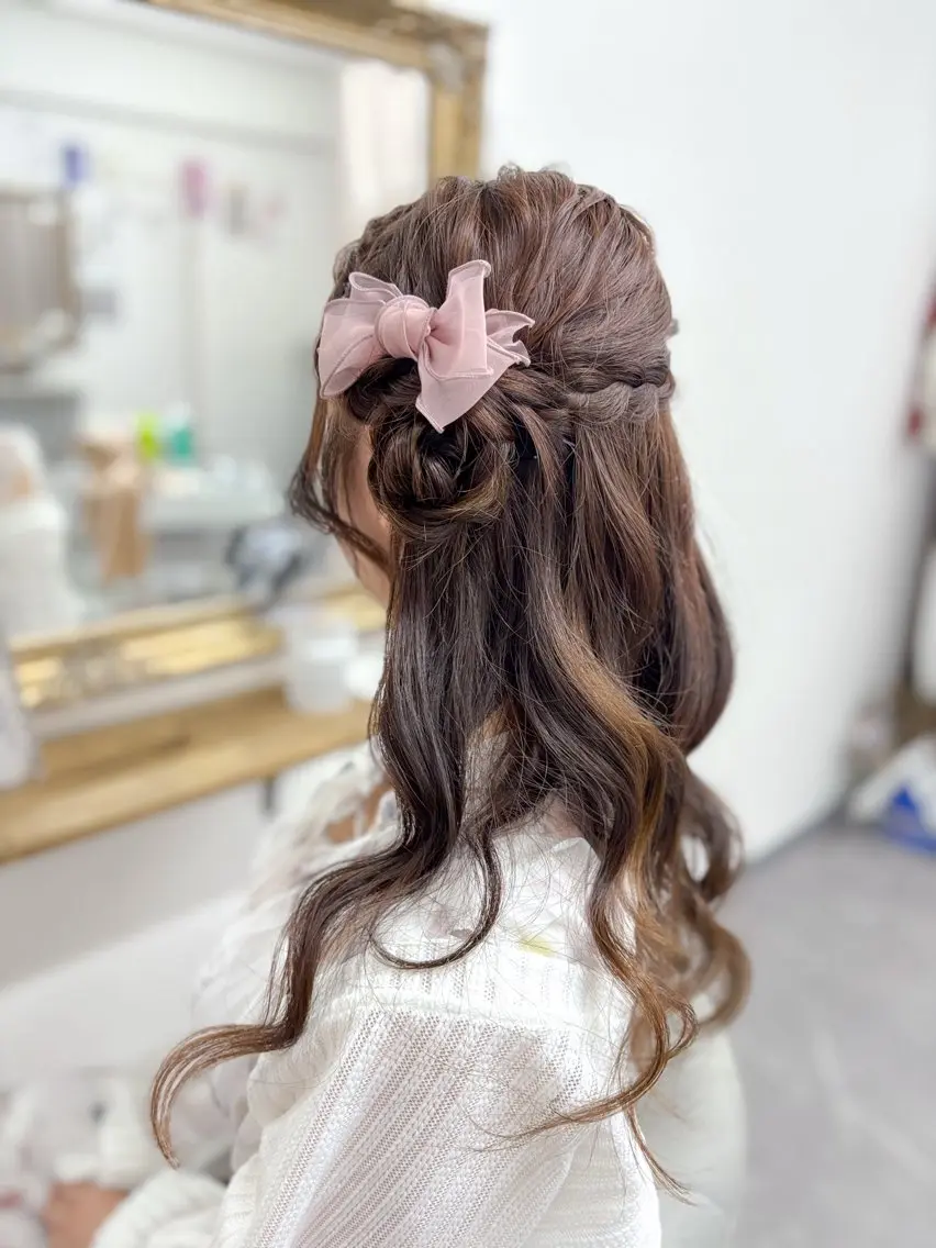 セミロング ヘアアレンジ ヘアセット ⭐︎moe 【ヘアメイク🧸】のヘアスタイル