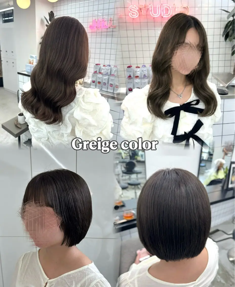 ミディアム カラー ベージュカラー ブリーチ 透明感カラー グレージュ ヘアカラー 🩵しの🩵 JILLSTUDIOのヘアスタイル