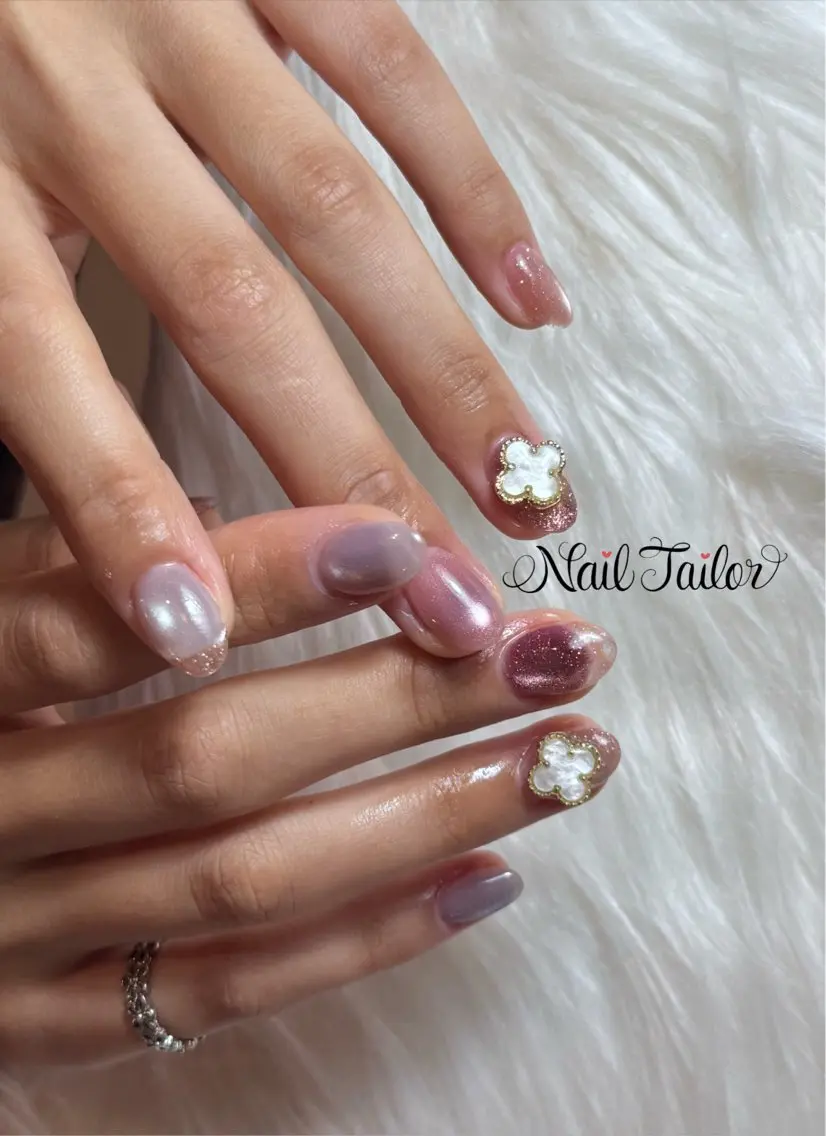 ネイル クリアネイル 長さ出し フレンチネイル キラキラネイル 韓国ネイル ハンドネイル NailTailor ネイルテイラーのネイルデザイン