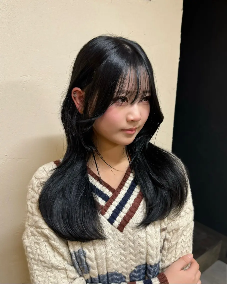 ロング ロングレイヤー くびれヘア 韓国風ヘア レイヤーカット ロング Bonheur銀座 /前田 栞九郎のヘアスタイル