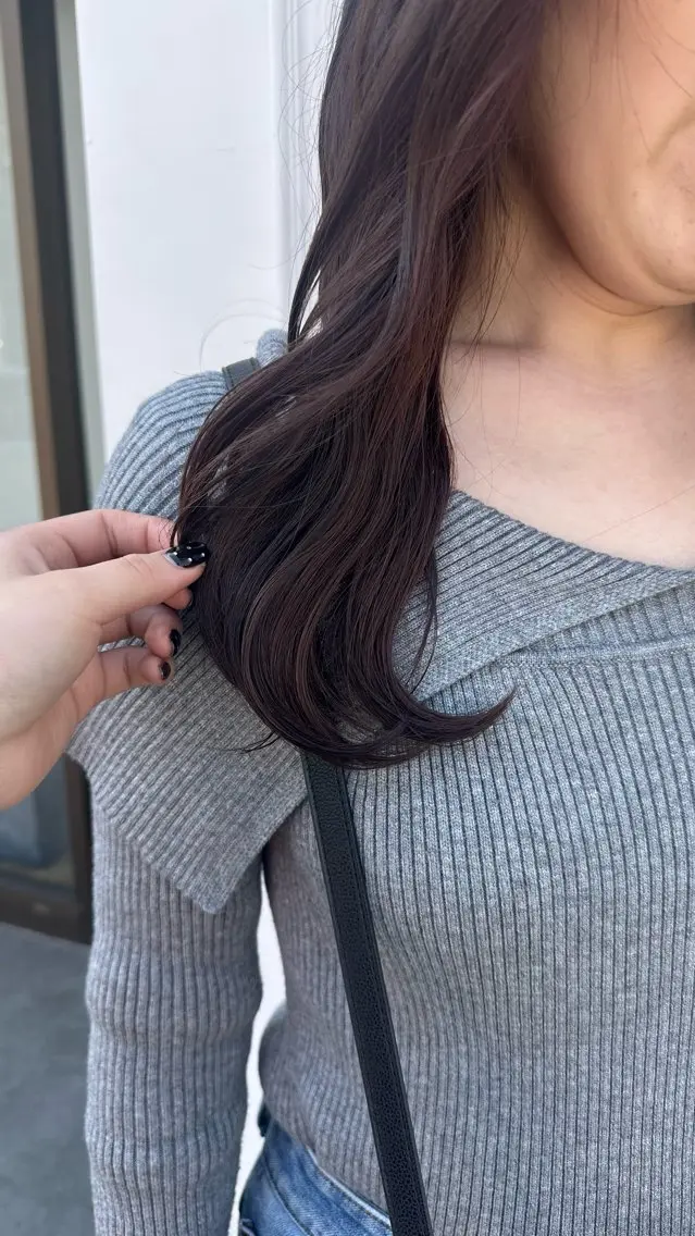 ロング ピンクブラウン カット ヘアカラー トリートメント 似合わせツヤカラー 【yate'】ユウナのヘアスタイル