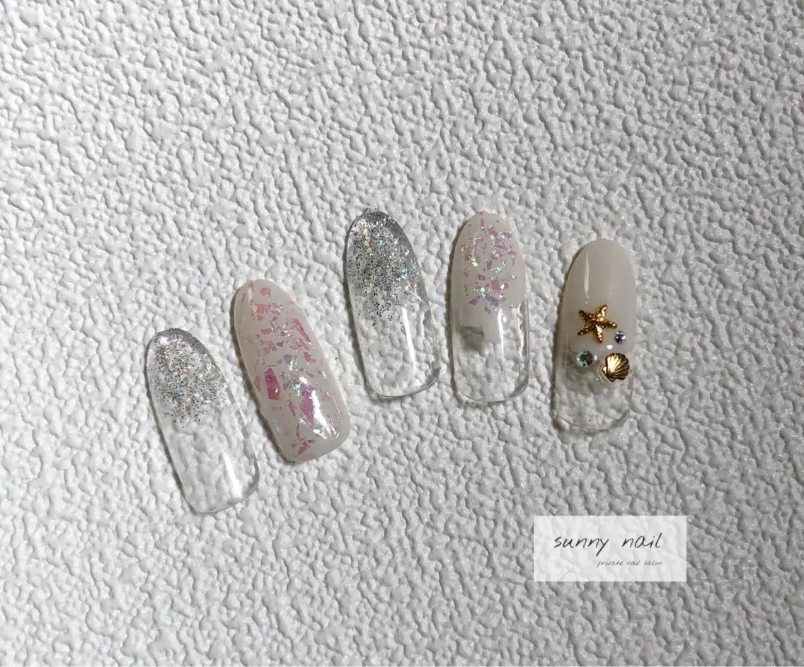 ネイル カジュアル クリアネイル ジェルネイル ニュアンスネイル パラジェル sunny nailのネイルデザイン
