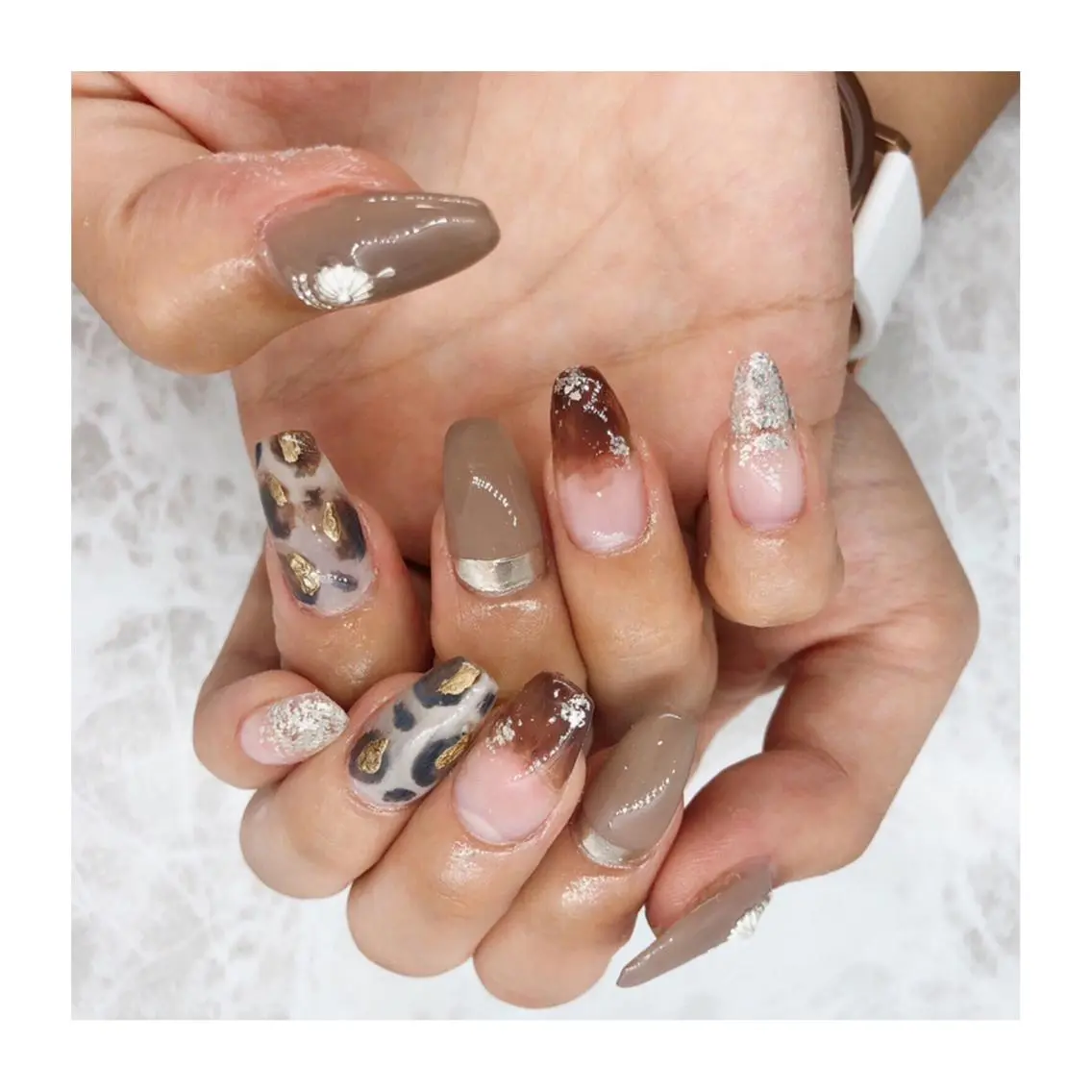 ネイル アニマル柄 ニュアンスネイル ハンドネイル Nailsalon -Aのネイルデザイン