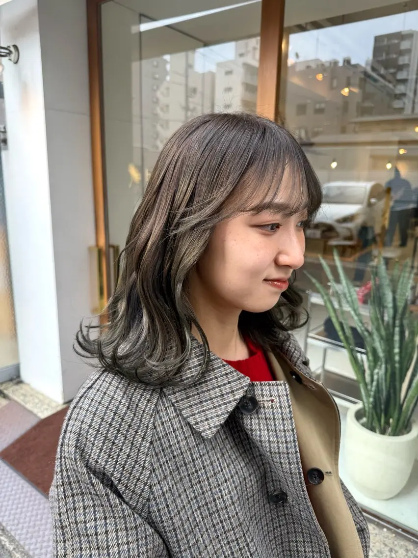 ミディアム カラー カット ヘアカラー トリートメント 安永 涼のヘアスタイル