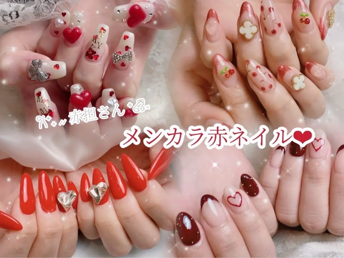 ネイル 赤色 ハンドネイル GREEM グリームのネイルデザイン