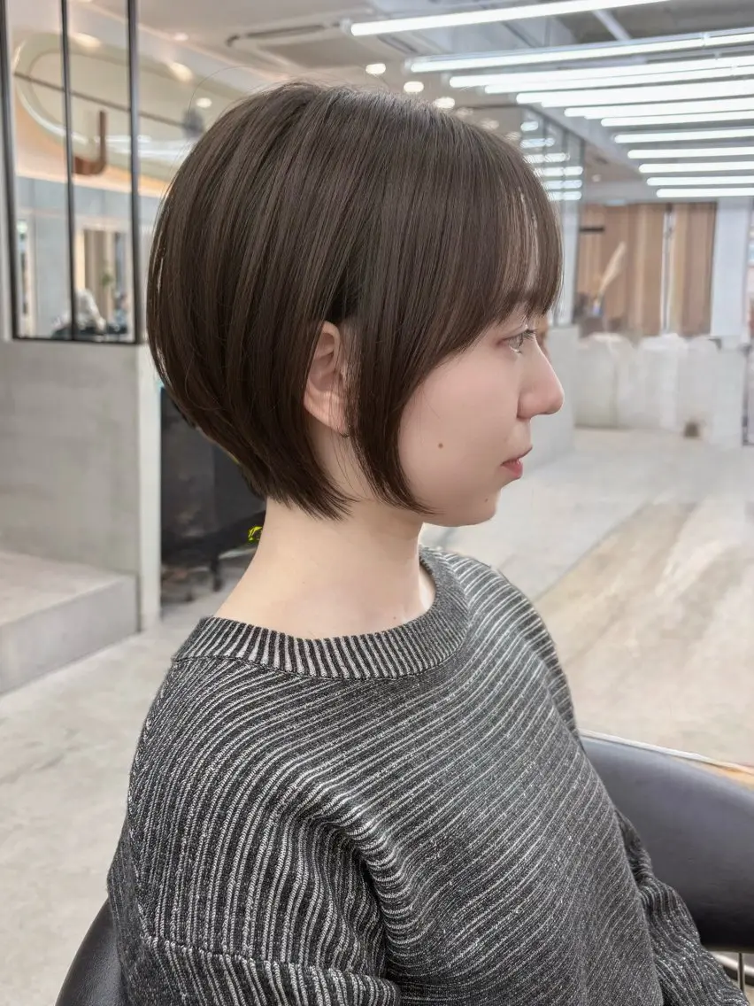 ショート カット トリートメント オリーブベージュ/ボ ブショートたまき🧡のヘアスタイル