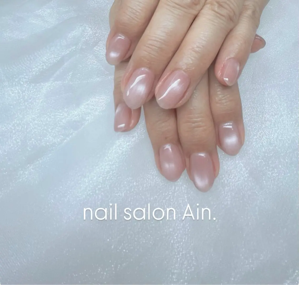 ネイル マグネットネイル ピンク シンプルネイル ハンドネイル nail salon Ain.のネイルデザイン