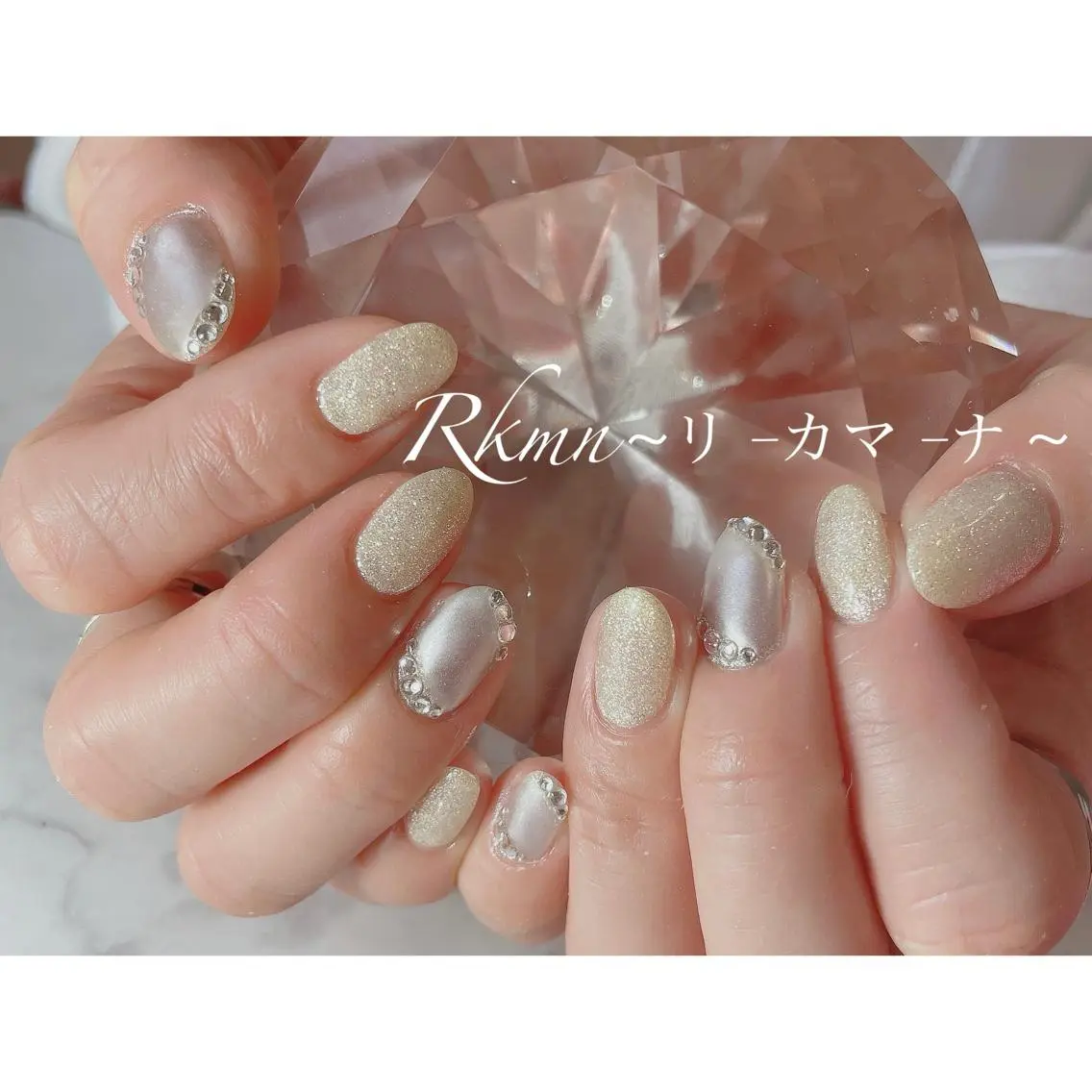 ネイル アートネイル ラメ(グリッター) ミラーネイル シルバー 春ネイル ハンドネイル フットネイル ハンドケア Rkmn ~リ-カマ-ナ~のネイルデザイン