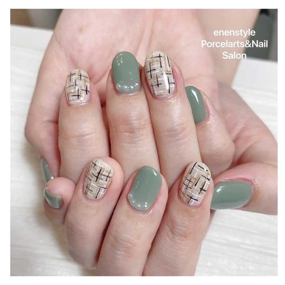 ミディアム ネイル ハンドネイル 🐾enen style 🐾のネイルデザイン