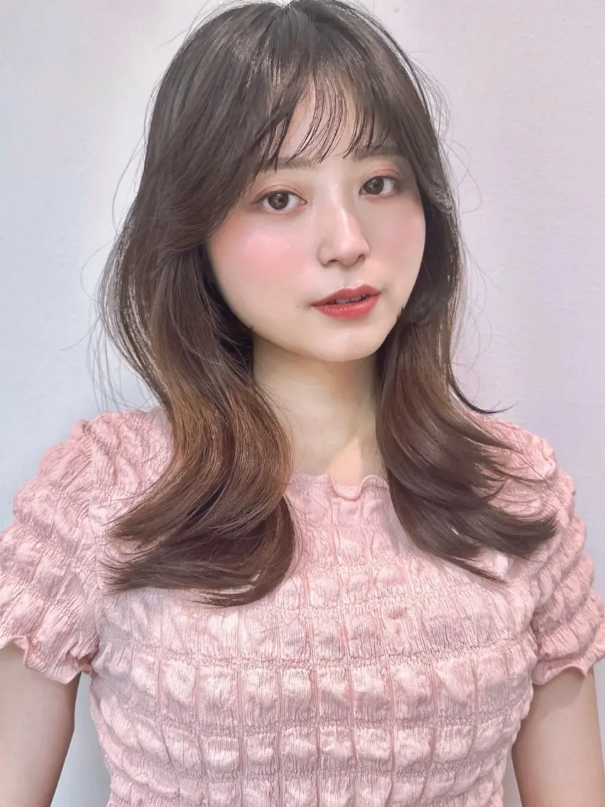 ロング カラー 透明感カラー 顔周りカット レイヤーカット トリートメント カット ヘアカラー トリートメント 🩰ナチュラル可愛い kamicare🩰のヘアスタイル
