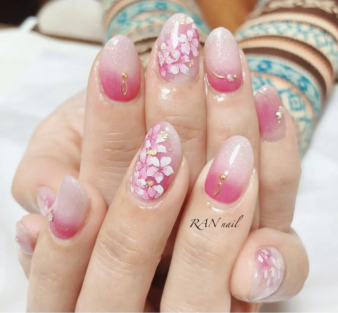 ネイル 桜ネイル 入学式 卒業式 ラメ(グリッター) オフィスネイル ハンドネイル フットネイル RAN nailのネイルデザイン