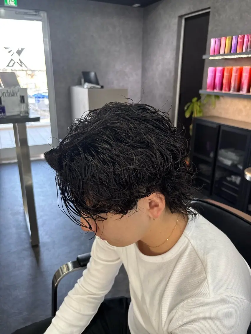パーマ メンズ カット パーマ 深野 ちさとのヘアスタイル