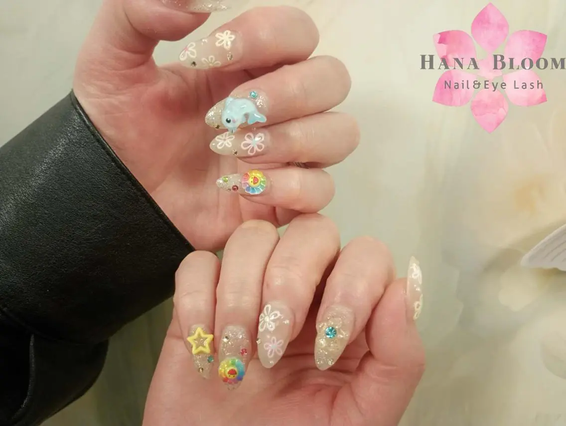 ネイル 長さ出し フットネイル 韓国ネイル マグネットネイル 持ち込み ハンドネイル ハンドケア Hana Bloom Nail 渋谷道玄坂のネイルデザイン