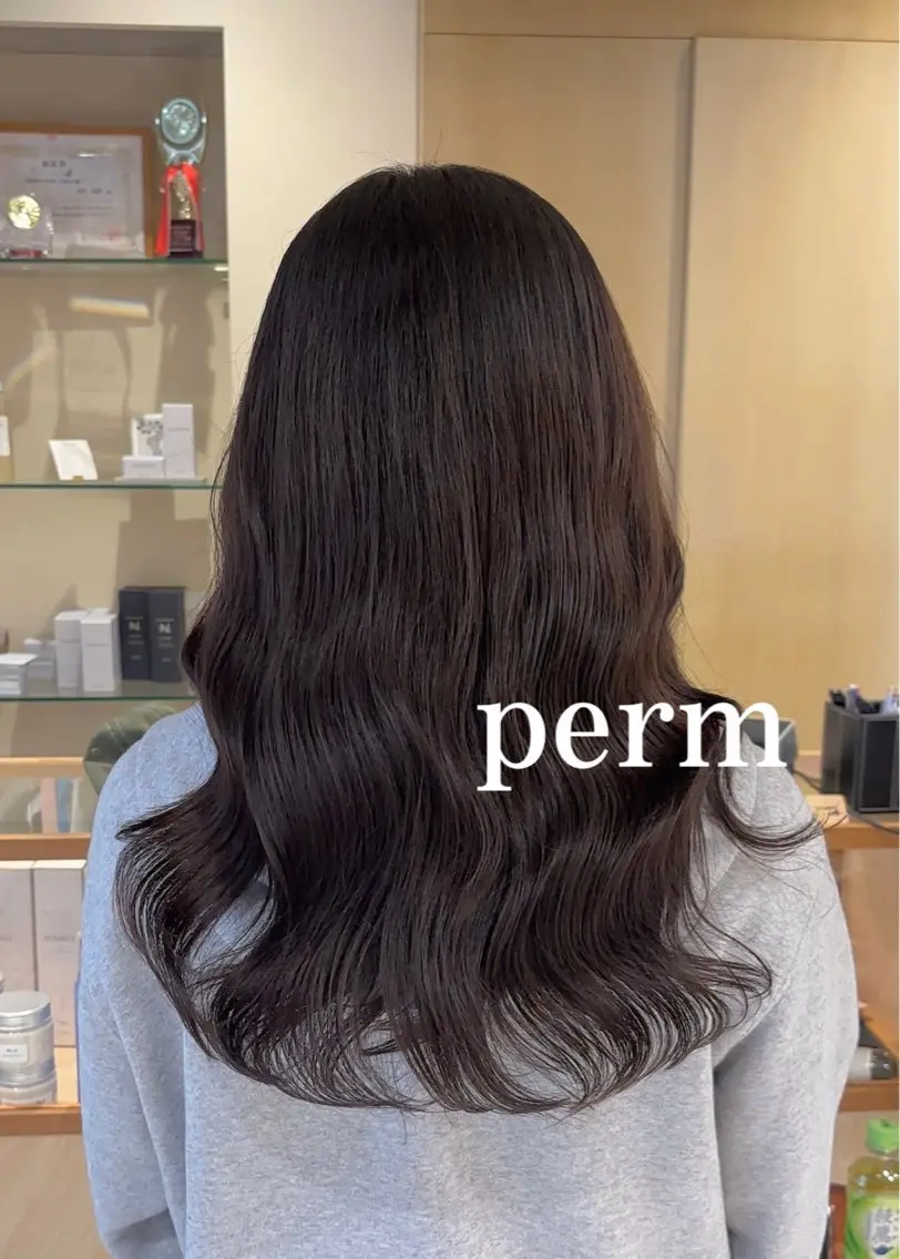 ロング パーマ 縮毛矯正 デジタルパーマ カット パーマ パーマ/髪質改善 【榎本千夏】のヘアスタイル