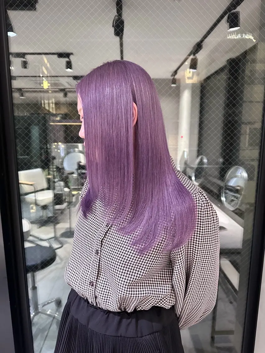 ミディアム カラー ヘアアレンジ ヘアカラー トリートメント くれは/ブリーチ/ハ イトーン/透明感のヘアスタイル