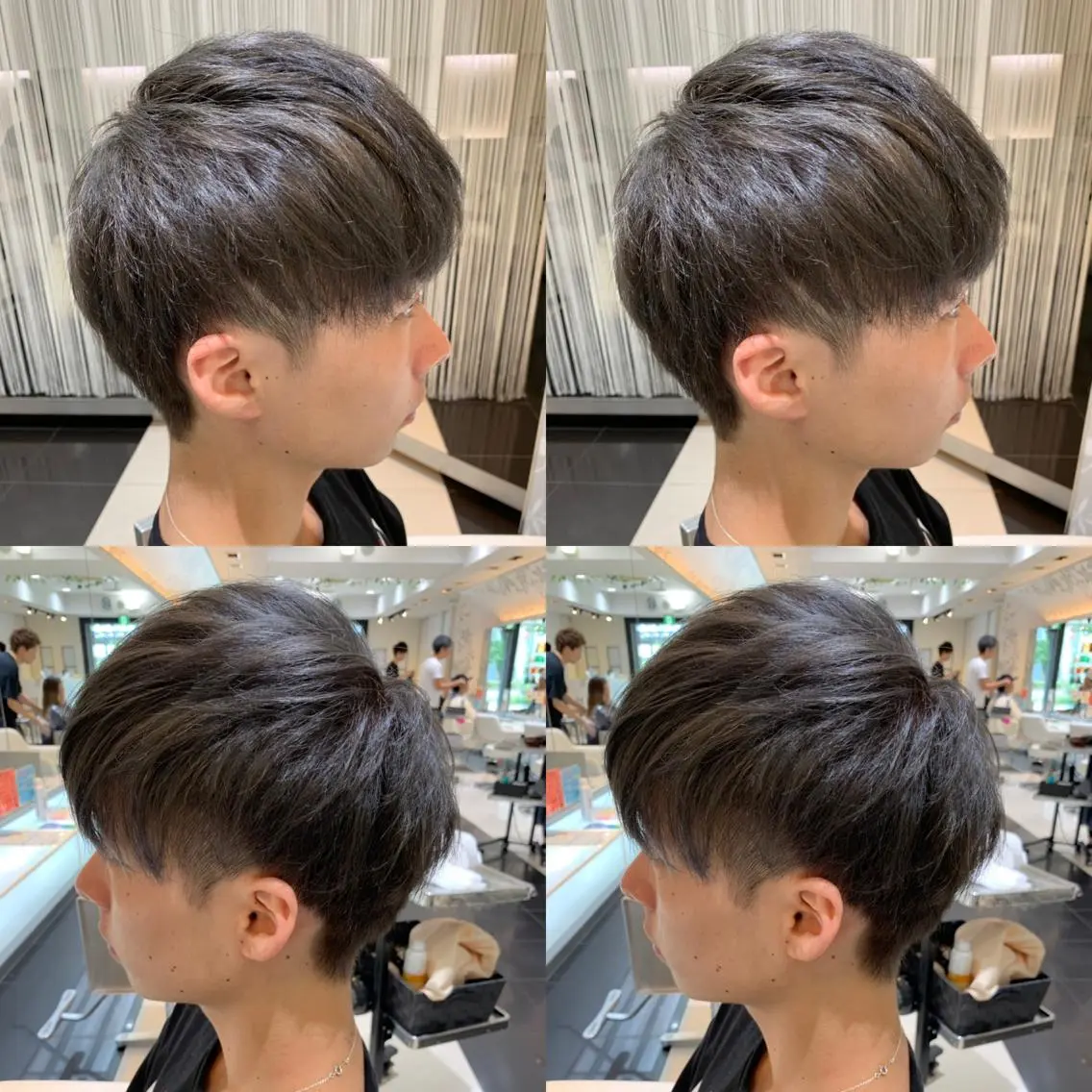 ショート カラー メンズ メンズブリーチ アッシュ ブリーチ シルバー シルバーアッシュ 赤み消しカラー /透明感カラー 上長のヘアスタイル