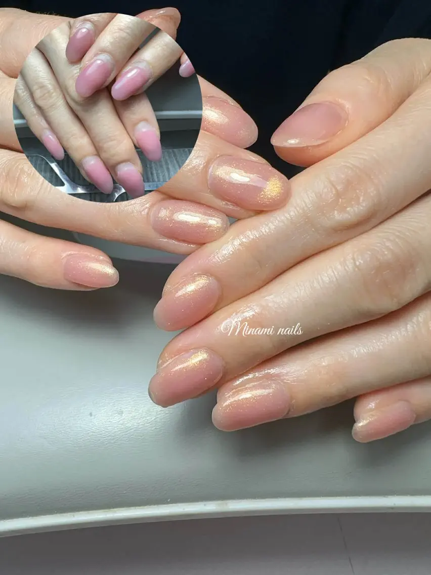ネイル アートネイル オーロラネイル ガーリー キラキラネイル 韓国ネイル ハンドネイル Minami Nailsのネイルデザイン