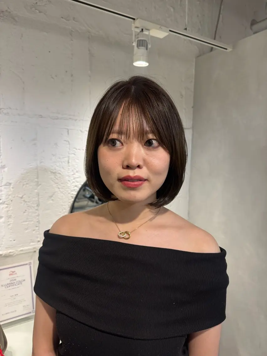 セミロング カット 縮毛矯正 トリートメント 新宿/顔周りカット +レイヤー=しずく♩のヘアスタイル