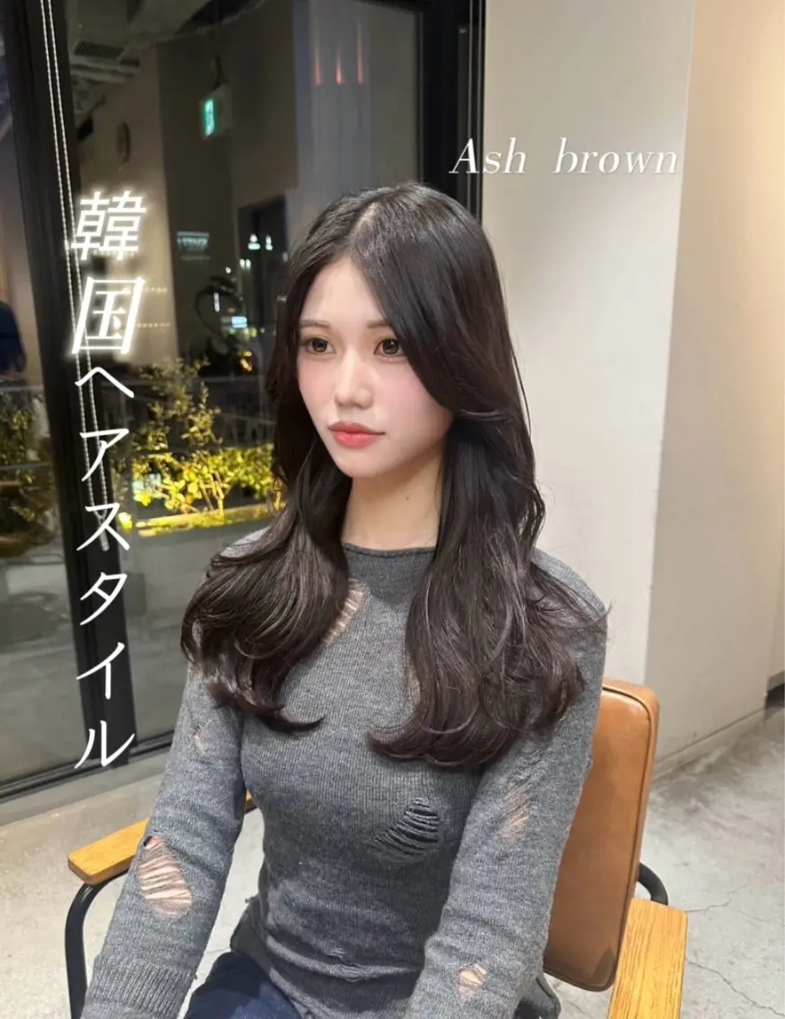 ロング カラー 韓国レイヤーカット 透明感カラー冨田那樹のヘアスタイル