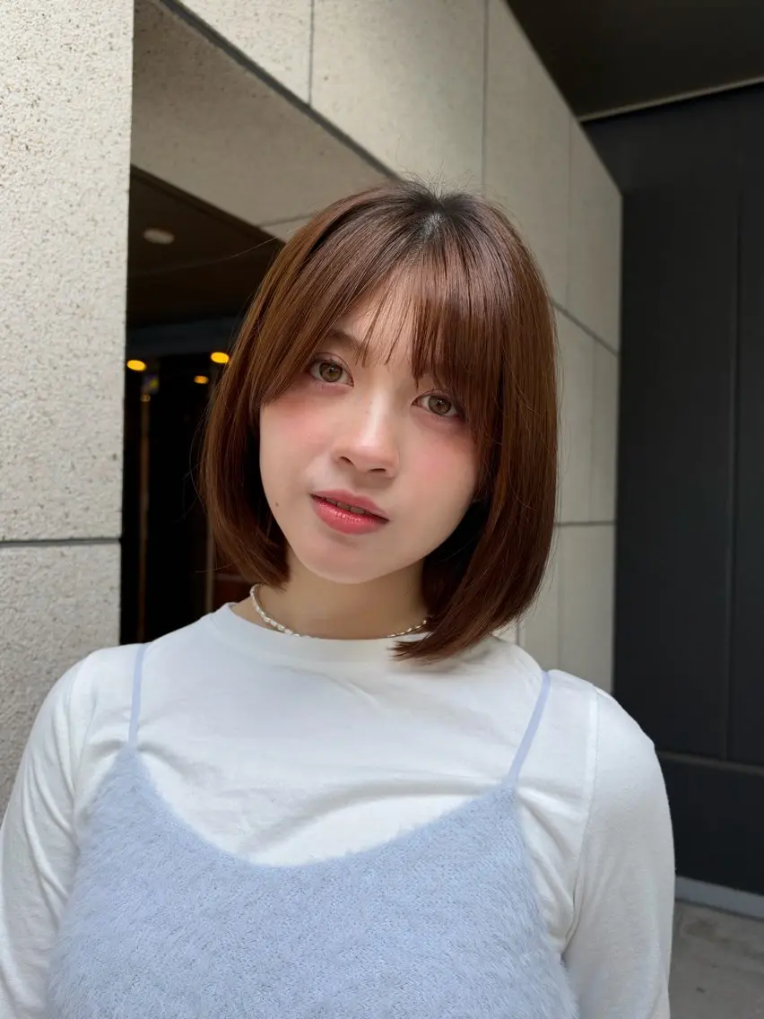 ミディアム 🧡ボブ/うる艶カラ ー🩵　さくら🌸のヘアスタイル