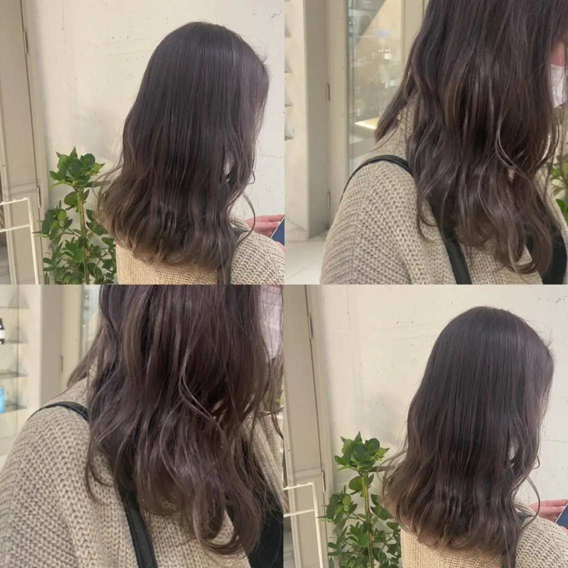 ミディアム カラー グレージュ ハイトーンカラー ラベンダーカラー ラベンダーグレージュ ラベンダーグレー ヘアカラー トリートメント ヘッドスパ ヘアセット カジュアルを女っぽく 𝗮𝘆𝗮𝗰𝗼のヘアスタイル