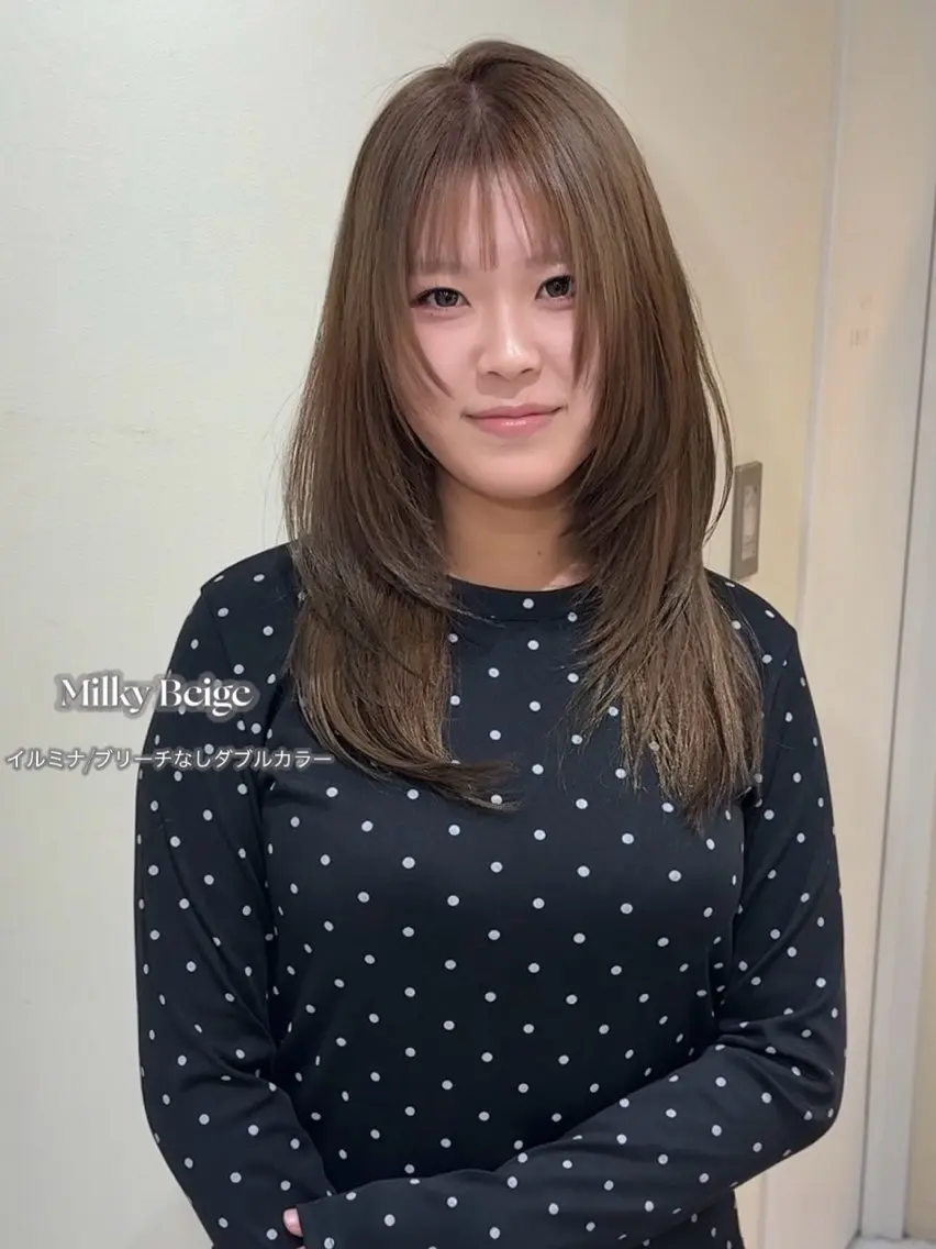 セミロング カラー 大人韓国レイヤ ー特化｜角岡泉希🩶のヘアスタイル