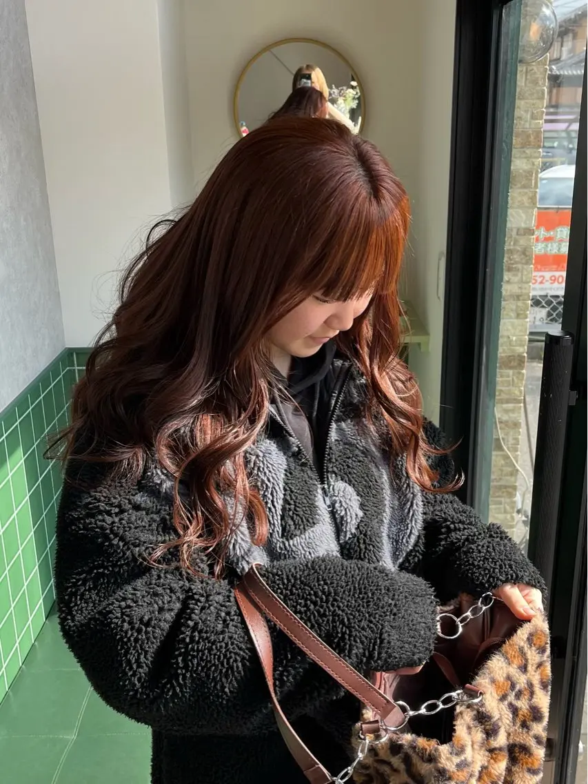 ロング カラー オレンジ ヘアカラー 本木下朋花/髪質 改善×ダブルカラーのヘアスタイル