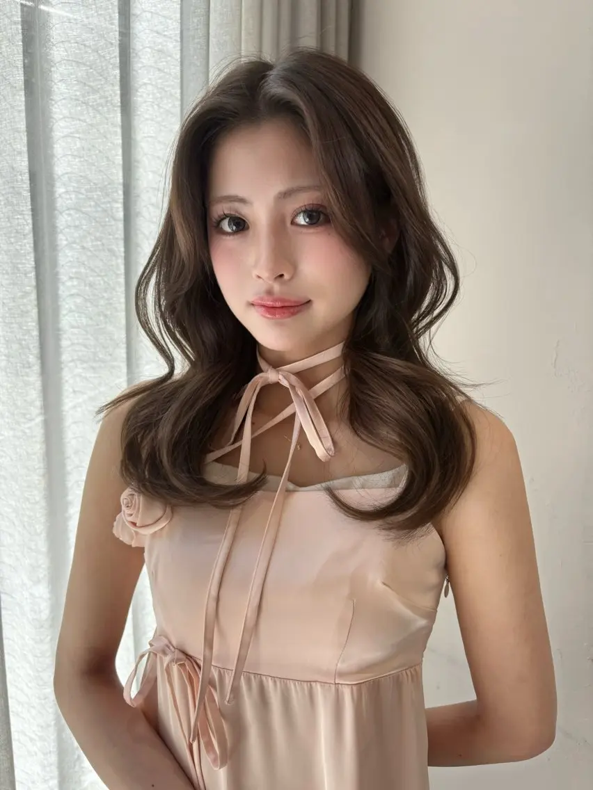 セミロング カラー ベージュカラー ブリーチ ブラウンカラー 透明感カラー ブリーチなしカラー カット ヘアカラー トリートメント うるツヤ♡顔周り Satsuki୨୧のヘアスタイル